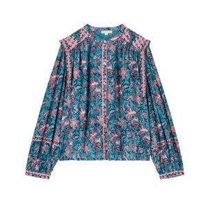Louise Misha Jane Teal Garden of Eden Blouse